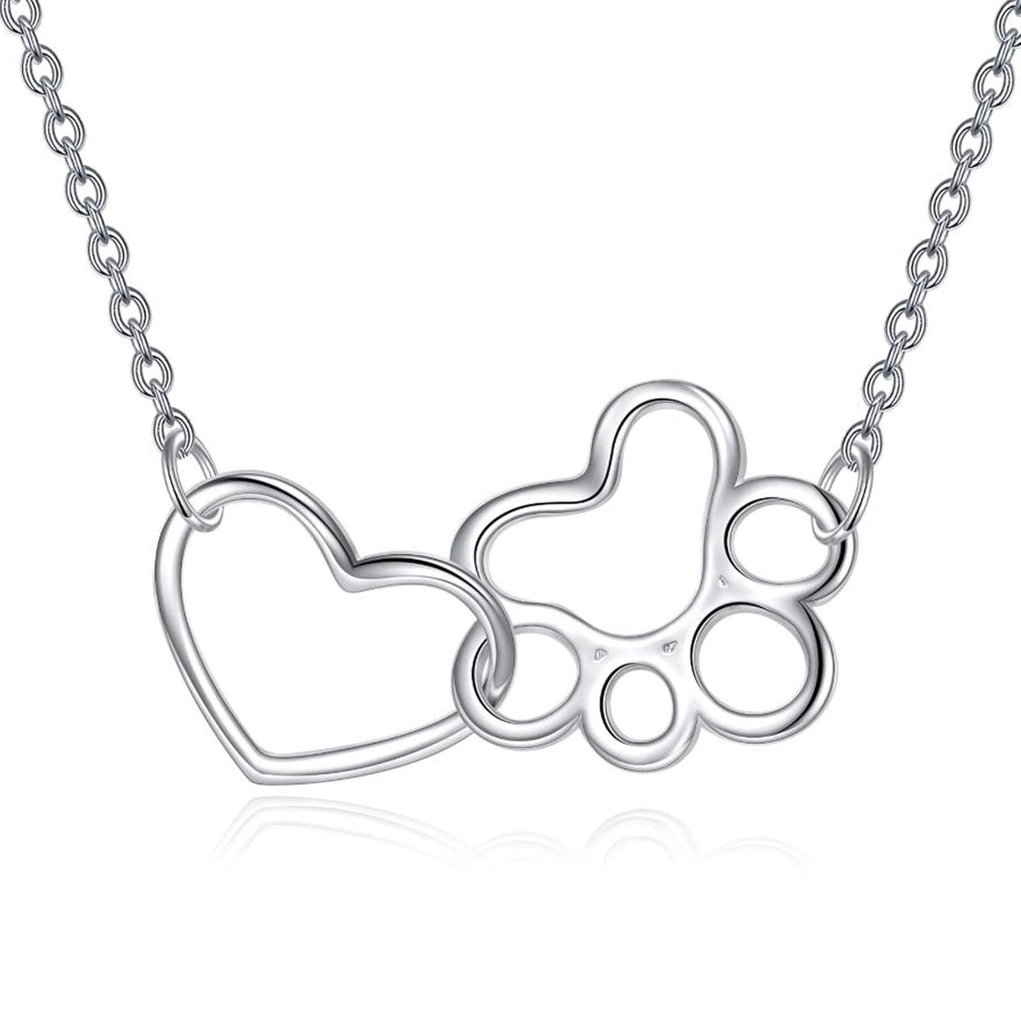 Infinity Heart Paw Pendant Sterling Necklace