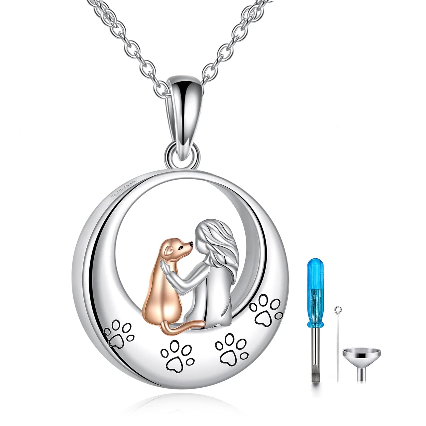 SILVERCANINE Ashes Necklace - Sterling Memorial Dog Jewelry