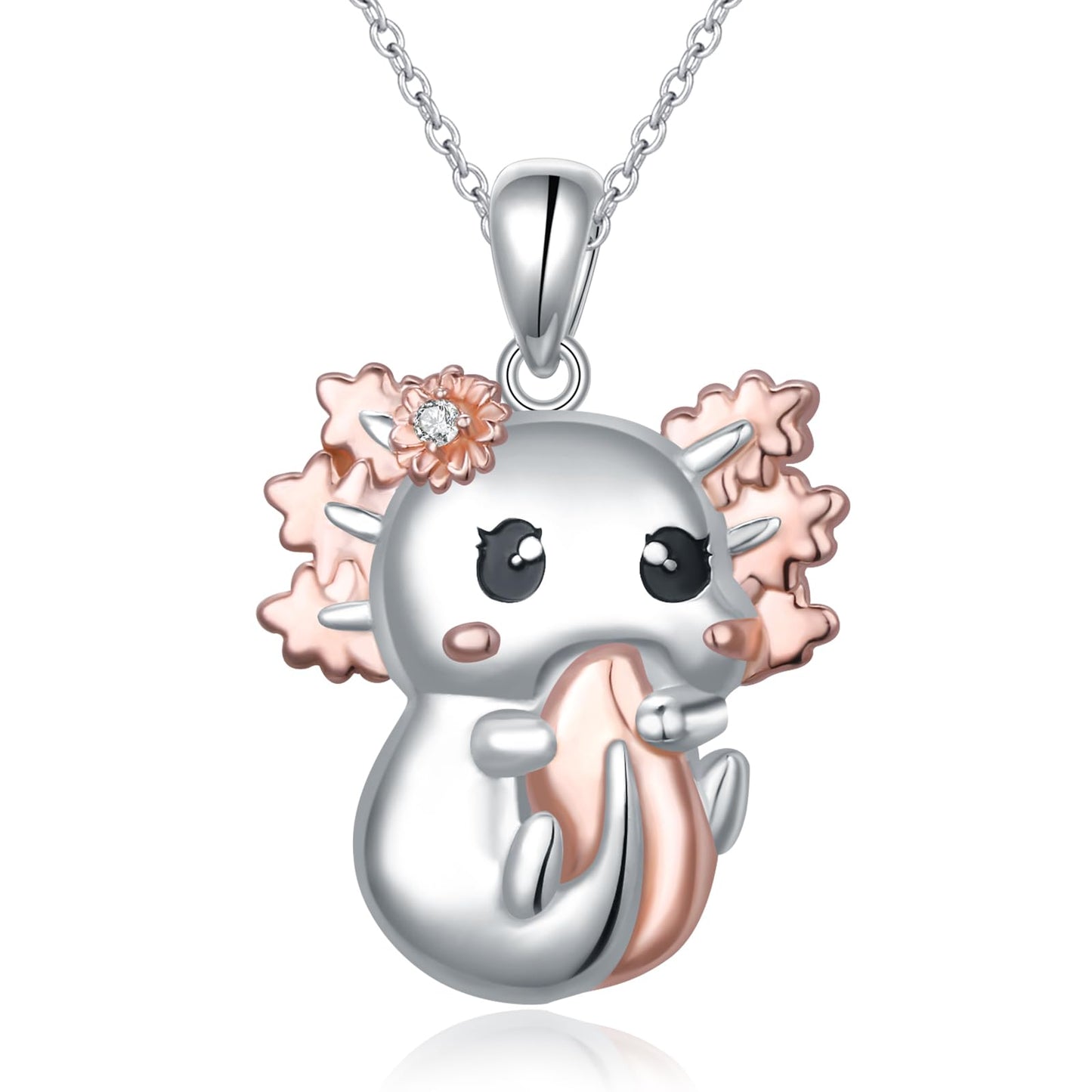Silver Axolotl Charm Necklace