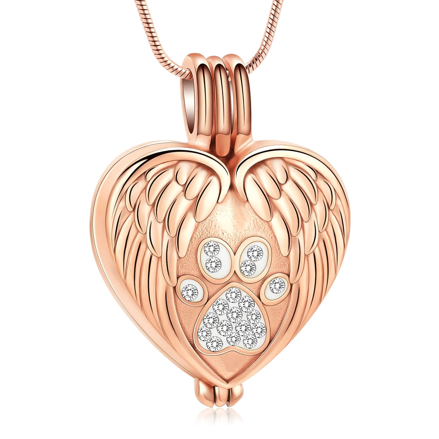 Paw Print Heart Urn Necklace for Pet Ashes