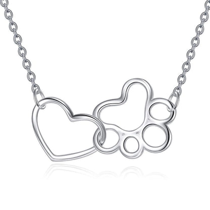 Infinity Heart Paw Pendant Sterling Necklace