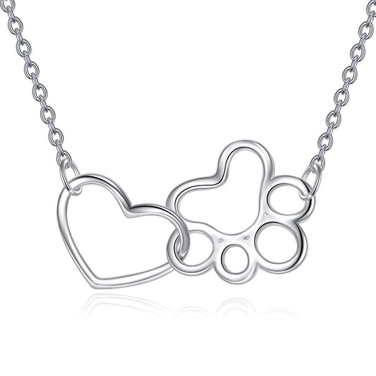 Infinity Heart Paw Pendant Sterling Necklace